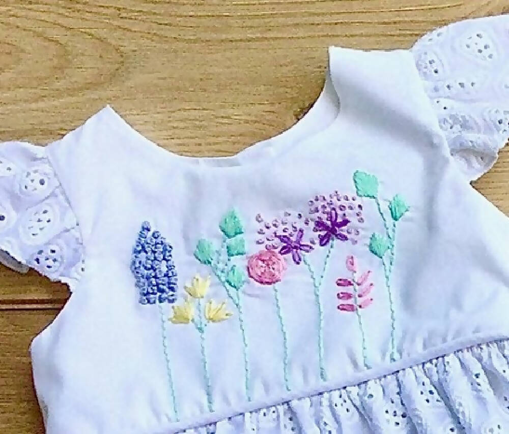 Girls Hand Embroidered Floral Fields Dress