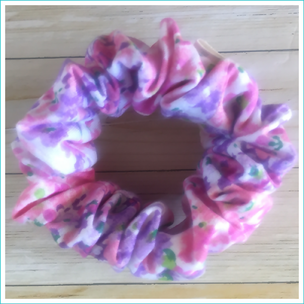 Small Flowers Scrunchie - Wide Elastic - 100% Cotton