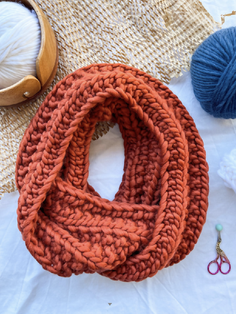 ADULT - 100% CHUNKY WOOL' INFINITY SCARF - Various Colours