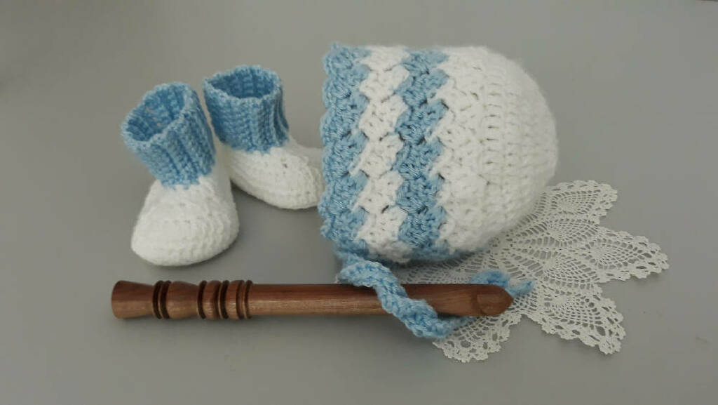 Newborn Baby Bonnet/Bootie Set