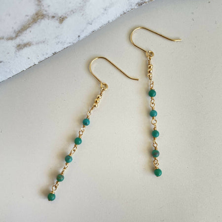 14K Gold filled turquoise chain earrings