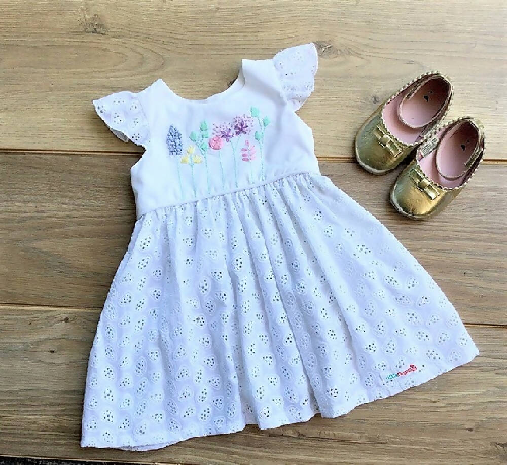 Girls Hand Embroidered Floral Fields Dress