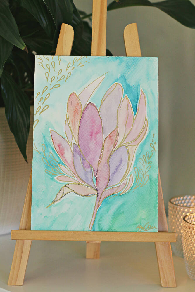 'Pink Flower'| Original abstract watercolour art | A5 size