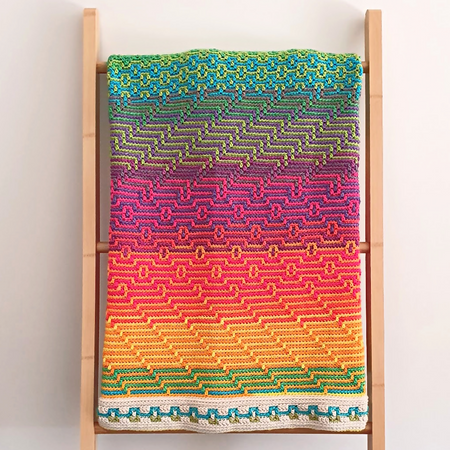 Baby Blanket acrylic crochet rainbow mosaic child lap blanket