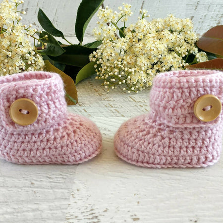 Baby Booties Dusty Pink Newborn Crochet Knit Shoes Socks