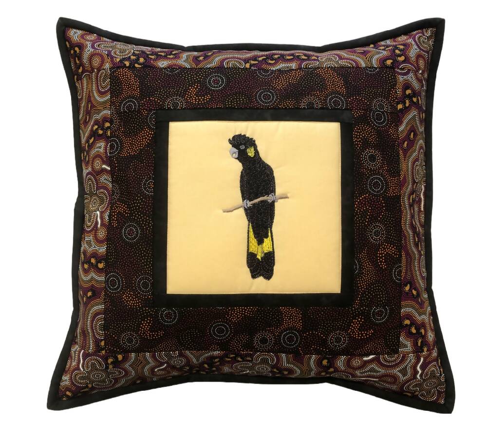 handmade Australian native quilted - yellow tailed black cockatoo