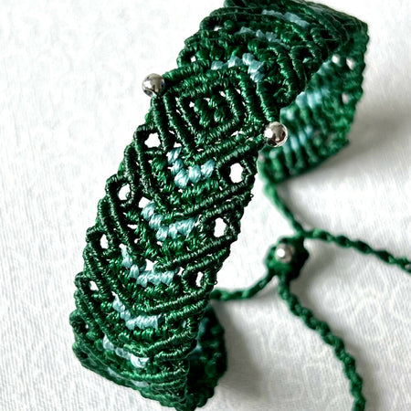 Micro Macrame Bracelet Deep Green & Turquoise