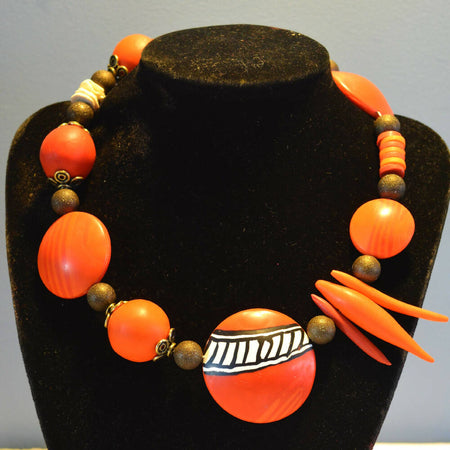 Mixed Media orange necklace