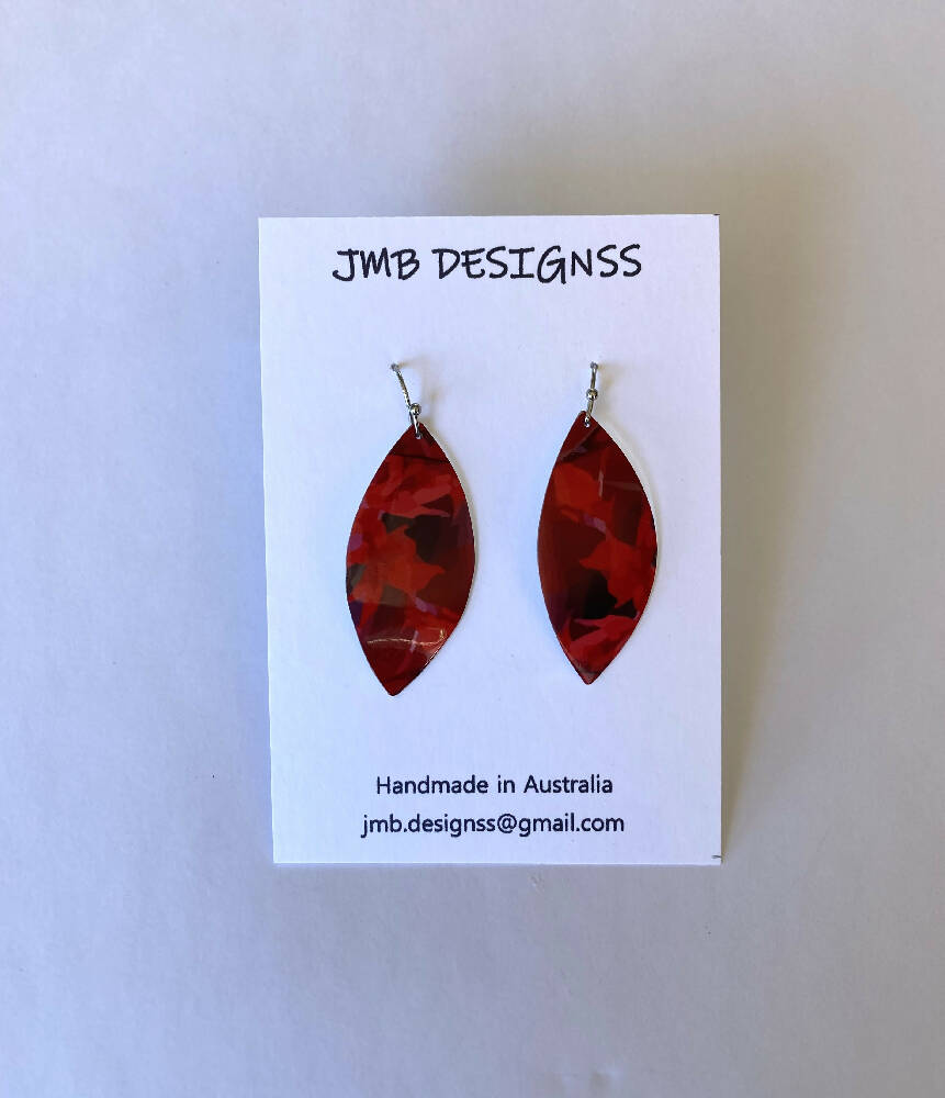 Sublimation printed red aluminium earrings