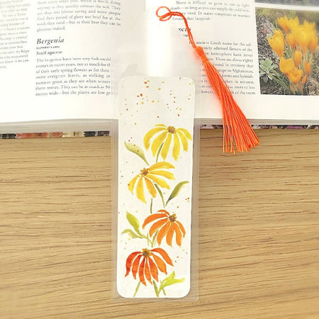 200x60mm Hand-Painted Watercolour Bookmark - Flower Garden