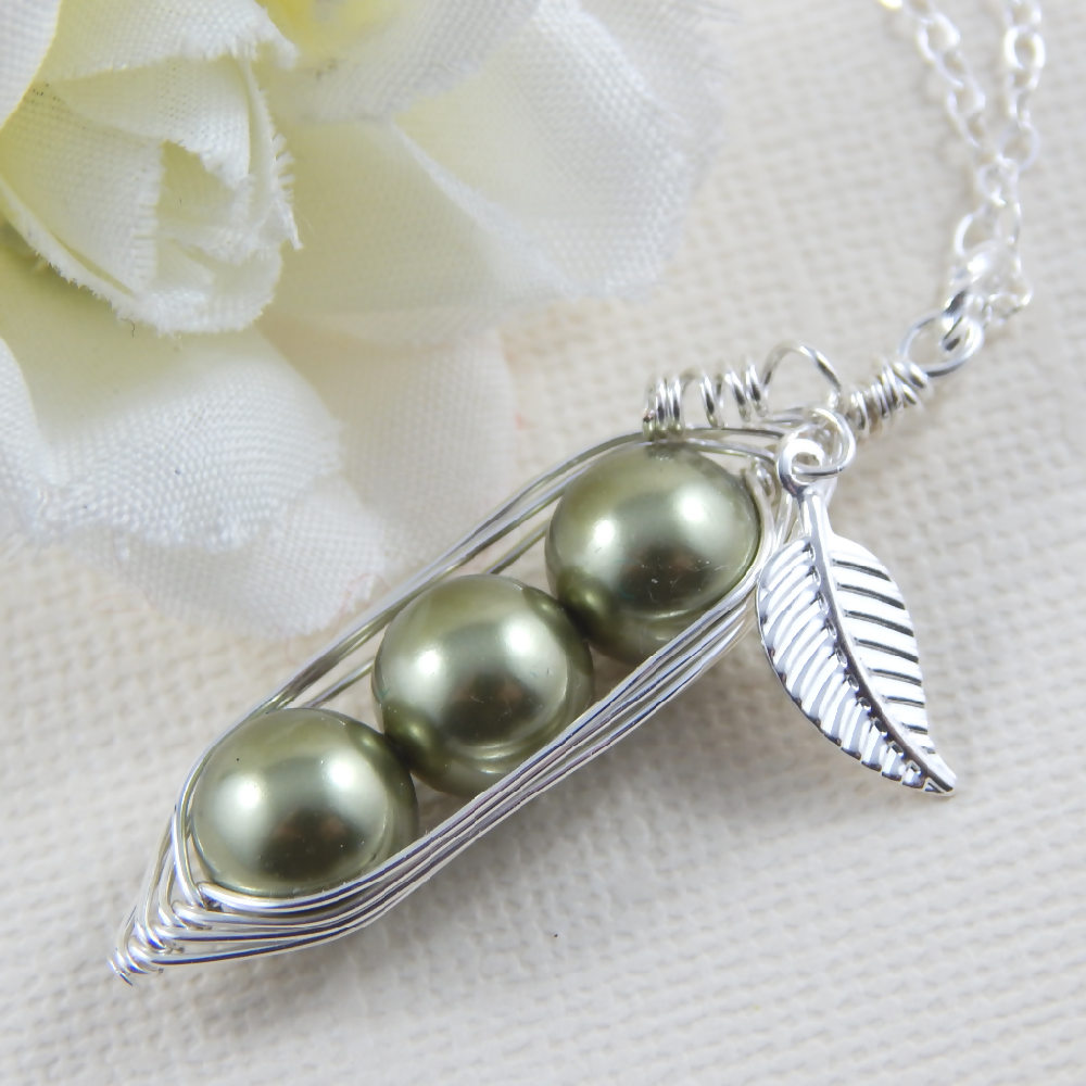 Three Peas In A Pod Silver Necklace