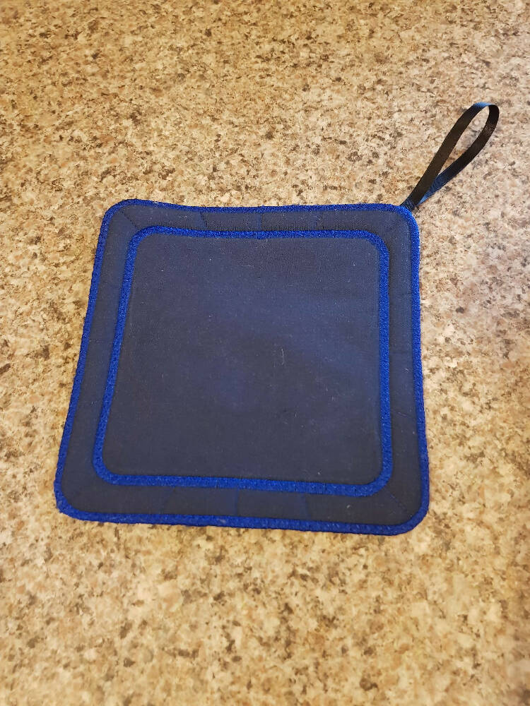"Cooking Utensils" Embroidered Set of 2 Blue Pt Holders