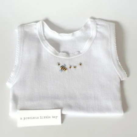 Cotton Baby Singlet Hand Embrdoidered Bees