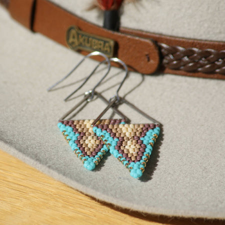 Handwoven seed bead earrings - Desert Sand