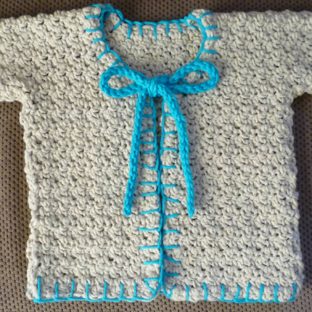 Baby Cardigan Newborn, blue trim