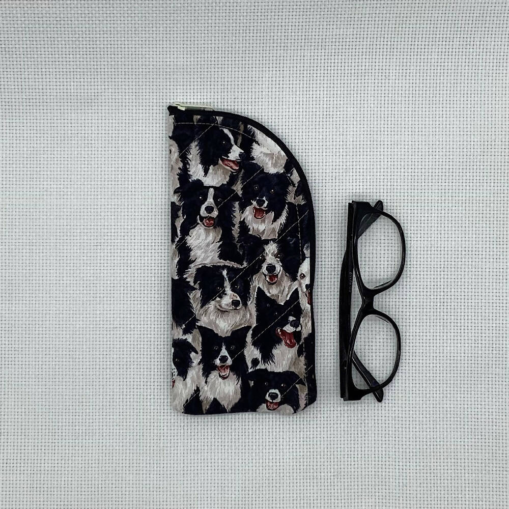 Border Collie Dogs glasses case for sunglasses, reading, spectacles - 3 designs.