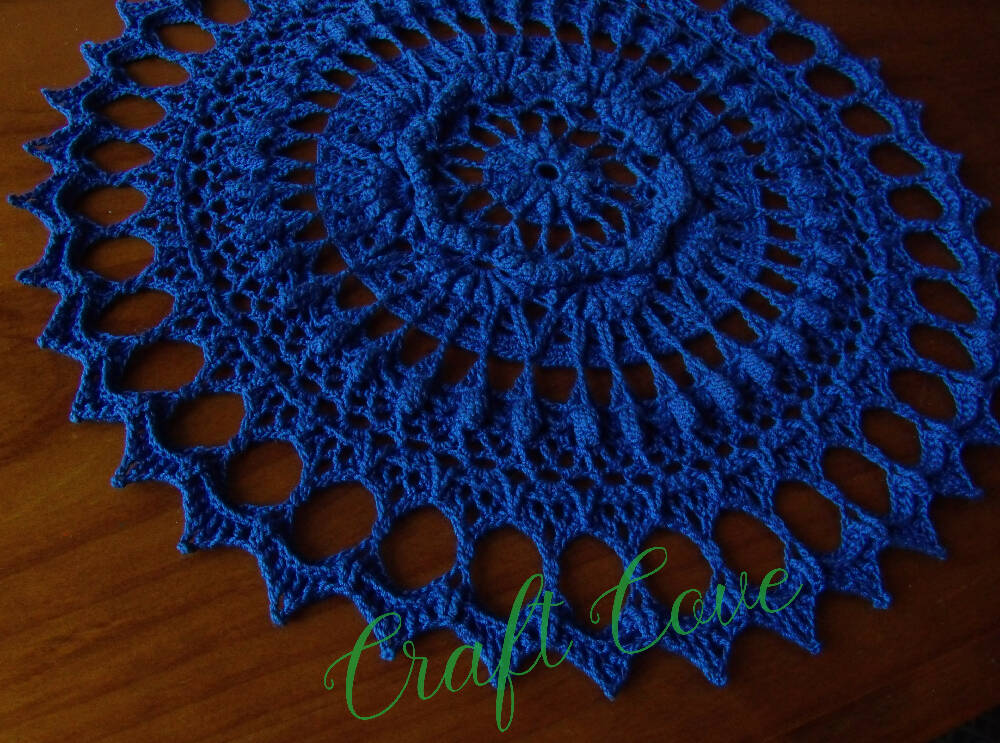 Doily 3D Textured in Medium Blue