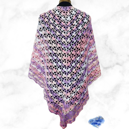 Shawl triangular wrap hand crochet cotton