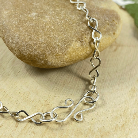 Sterling Silver Bracelet Square Infinity Chain Handcrafted