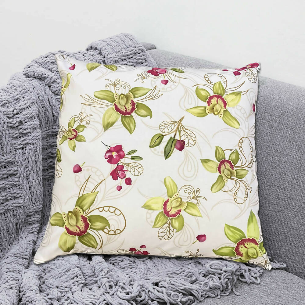 Cushion Cover - Cymbidium Orchids on White