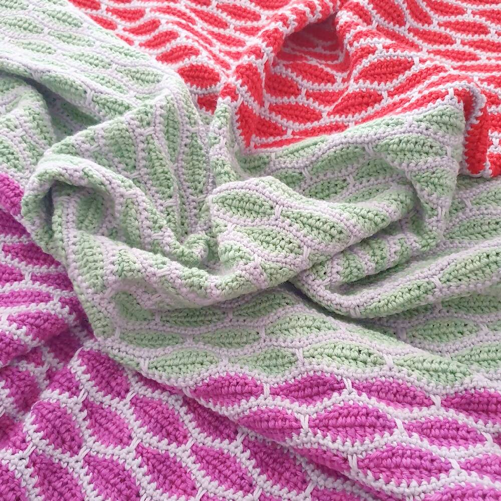 Baby Blanket hand dyed wool crochet colour block child lap blanket