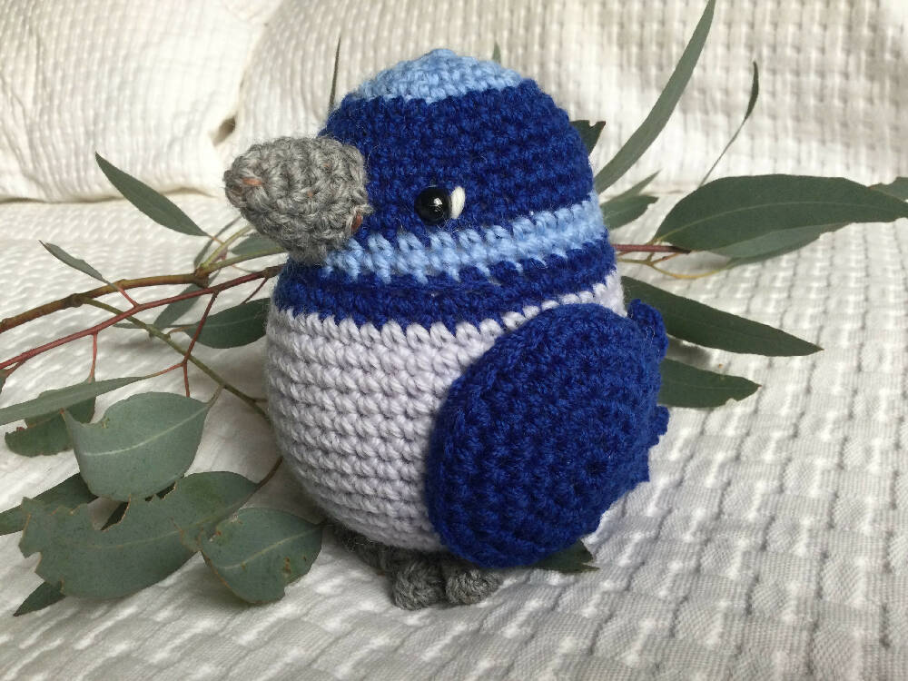 Lge Blue Wren crocheted toy