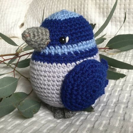 Lge Blue Wren crocheted toy