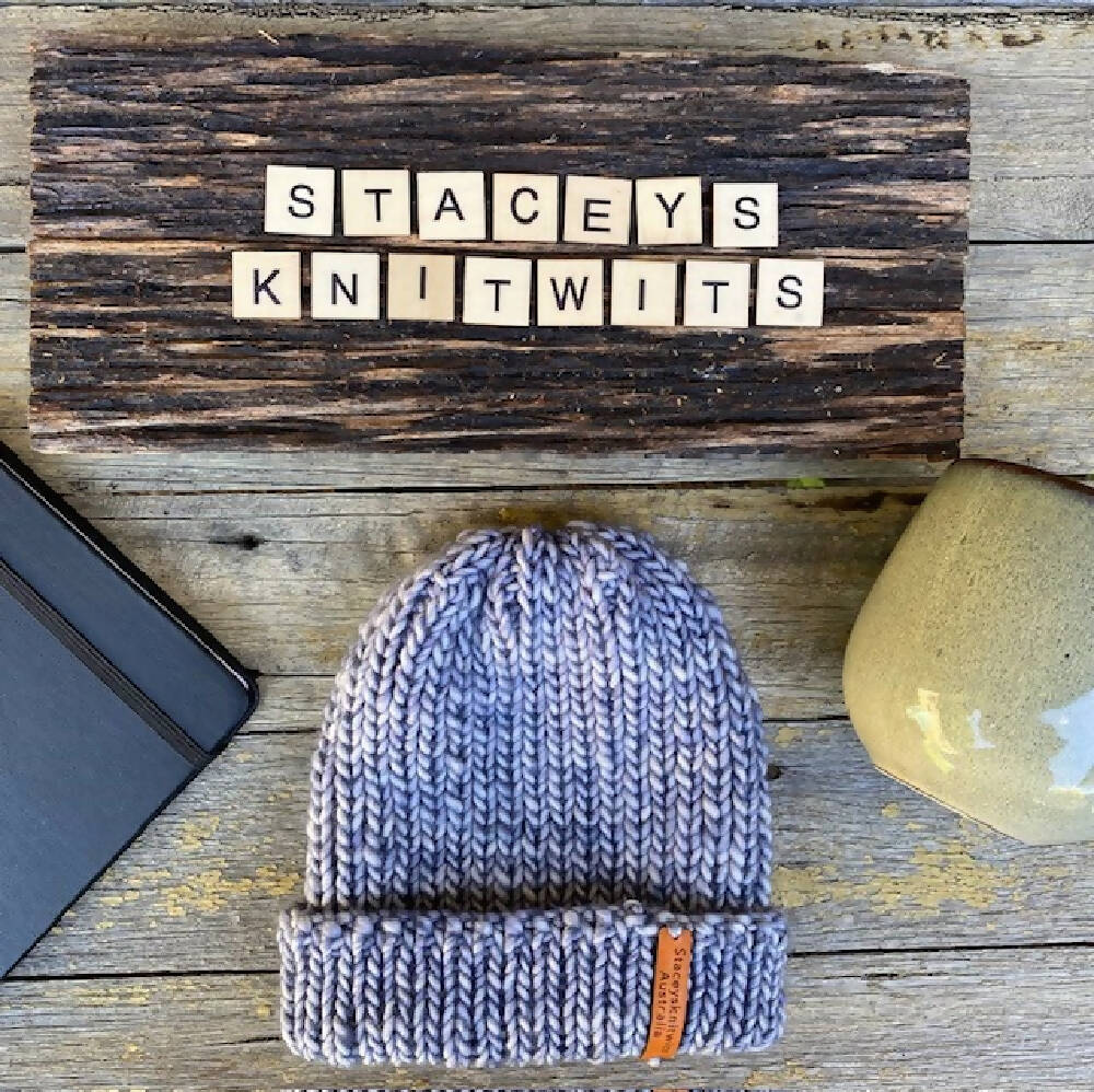 Hand Knitted Fishermans Cap Beanie Skull Cap Malabrigo Peruvian Yarn Staceysknitwits - Blue