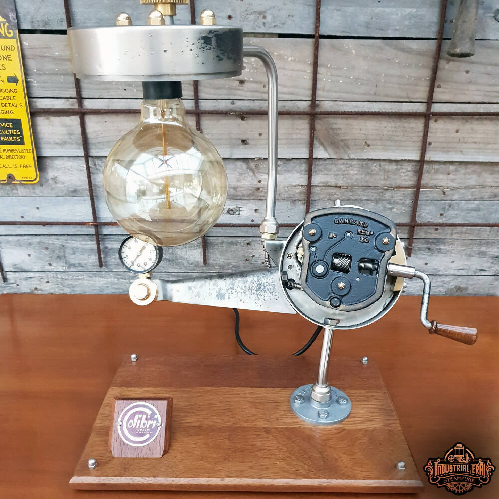 1950's Colibri Cable Winder & Garrard No.20 Gramophone Motor Lamp | Unique Desk Lamp