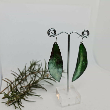 Enamel Earrings - Gum Leaves Greens