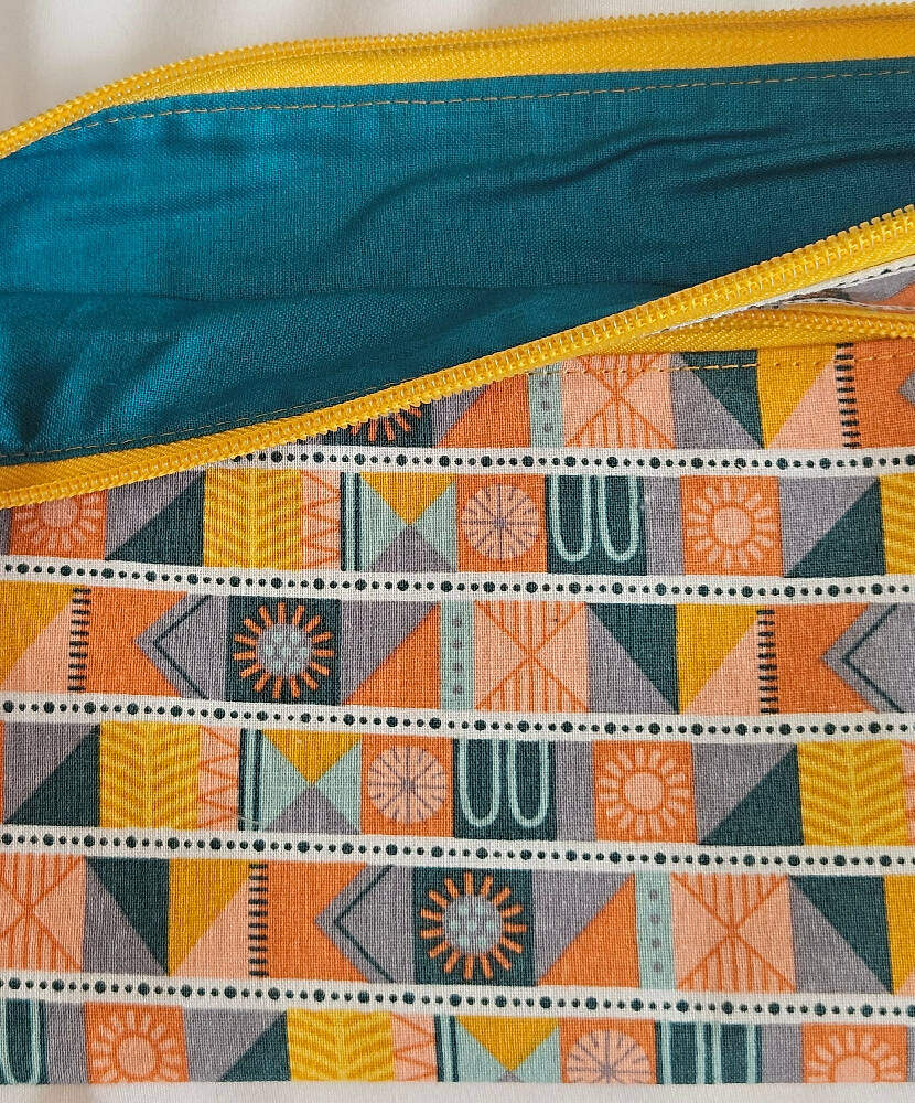 Handmade Symbols Coloured Double Zippered Pencil Case