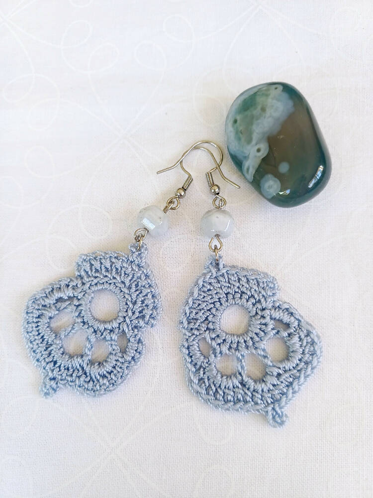 Orchid Crochet Earrings with Crystals