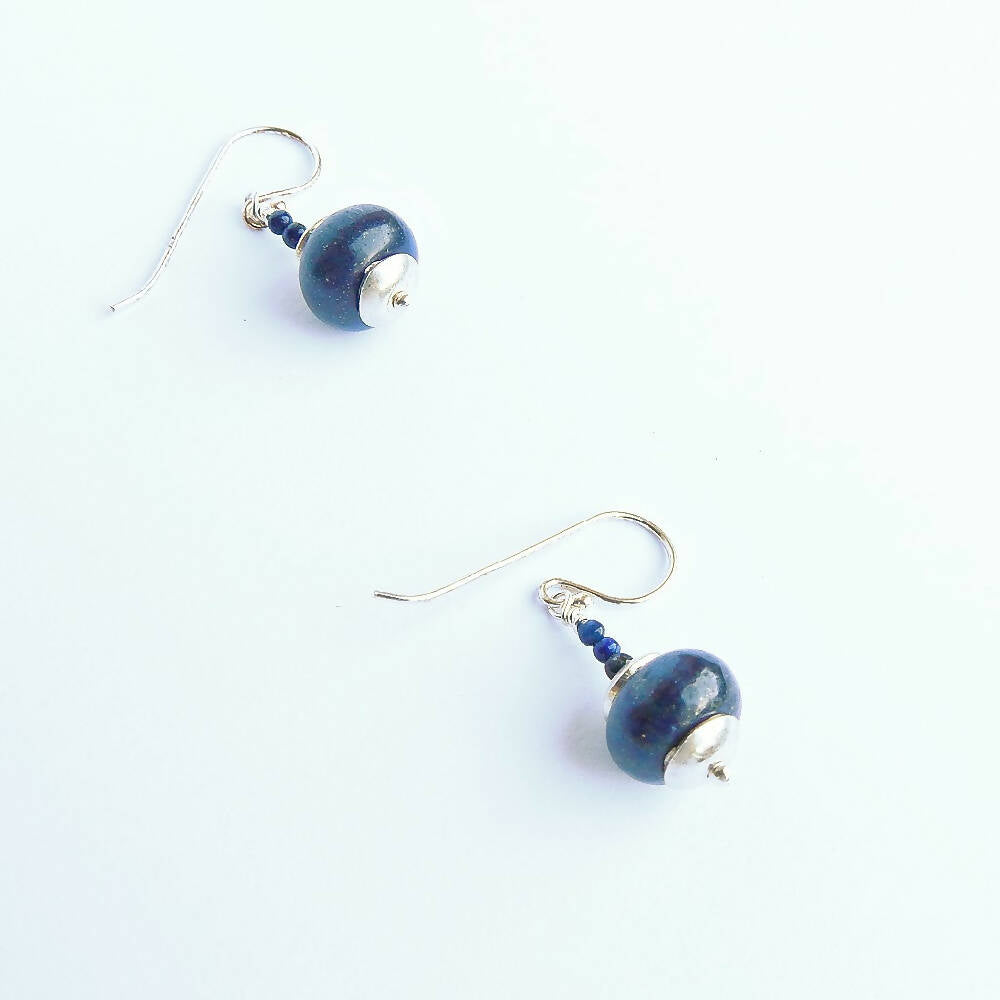 Lapis Lazuli and Sterling Silver Drop Earrings