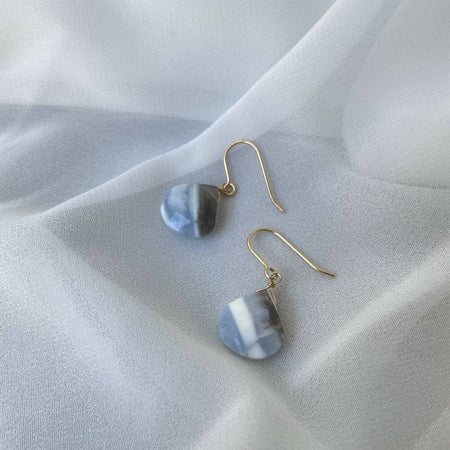 14K Gold filled stripe blue opal earrings