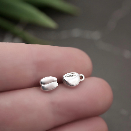 Coffee Lover Studs - Handmade Sterling Silver Mismatched Earrings