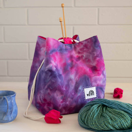 Large Ice Dyed Komebukuro Bag, purple