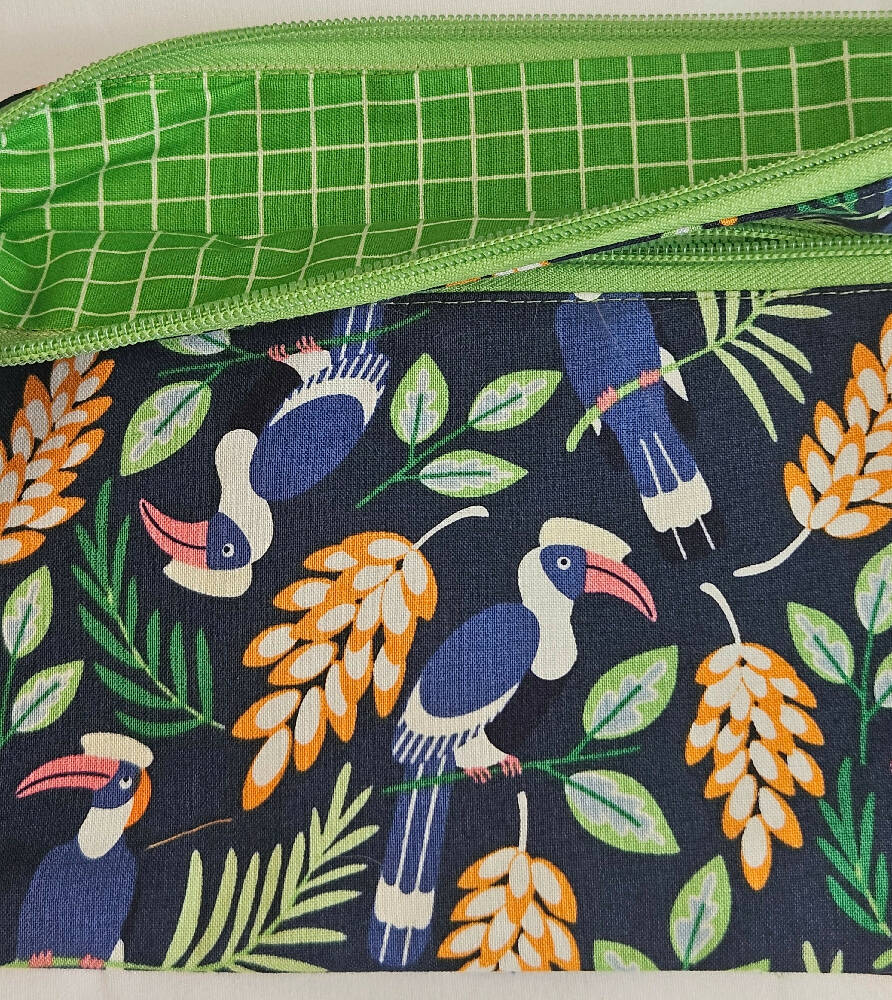 Handmade Jungle Themed Double Zippered Pencil Case