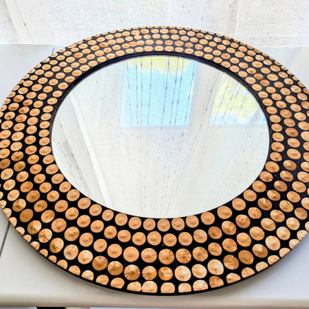 Round Dot Art Mirror Various Colours Marbled Handpainted Aboriginal Art