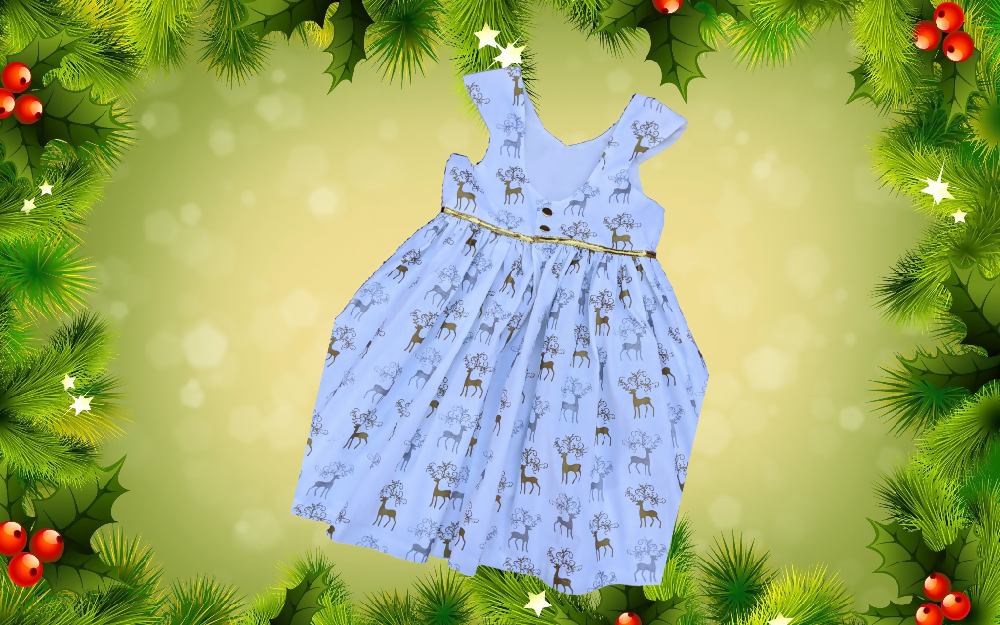 Christmas Dress, Metallic Reindeer