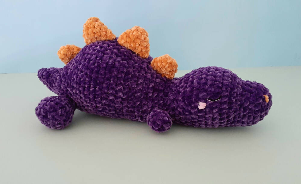 Sleeping crocheted velvet Dinosaur
