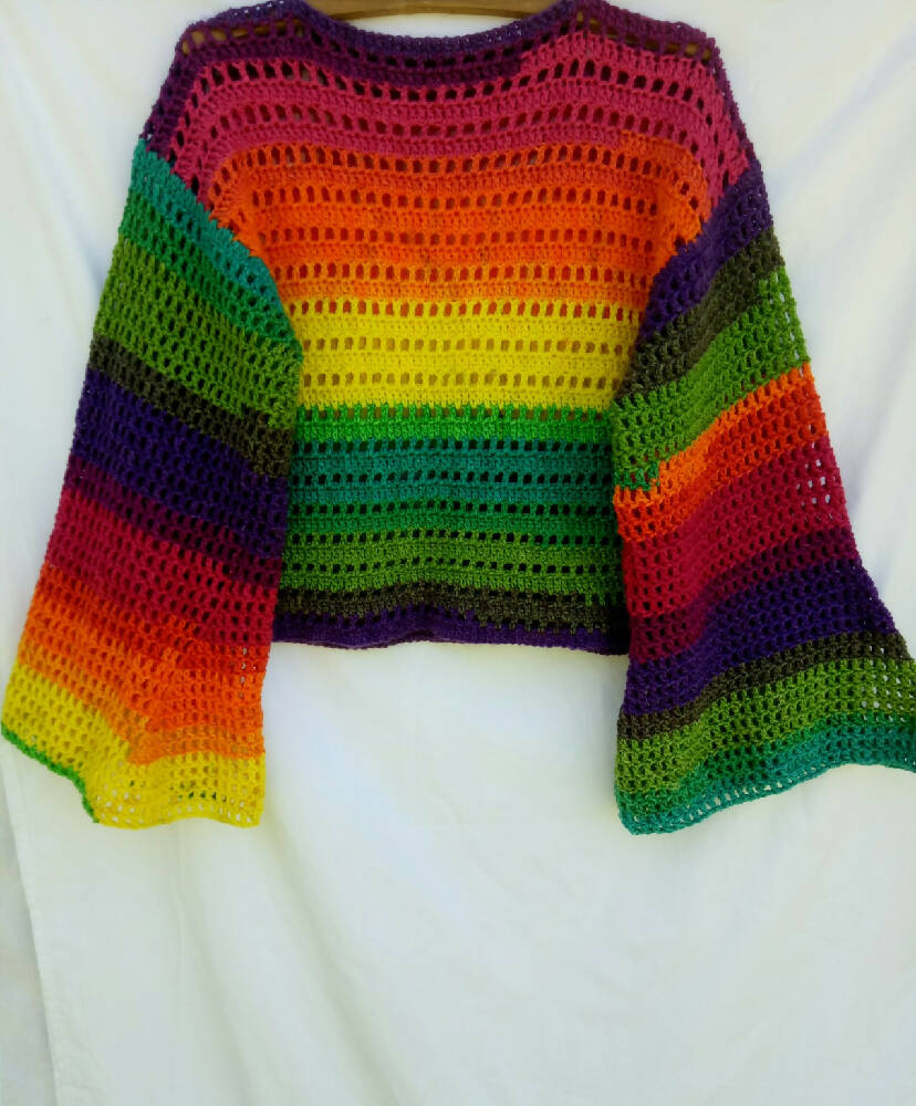 Bell sleeve crochet pullover