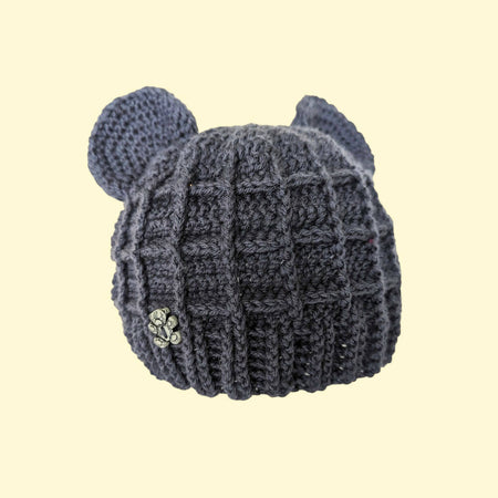 Baby crochet beanie hat with ears charcoal grey