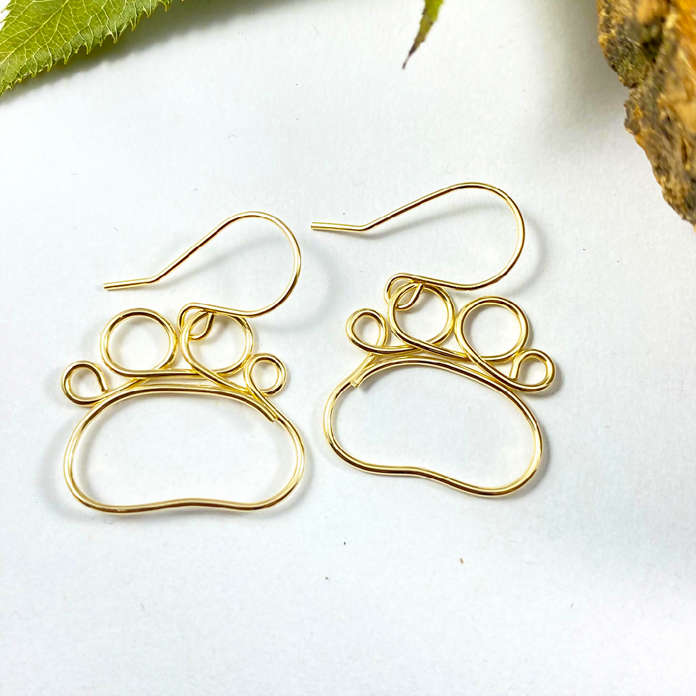 14K yellow gold filled paw print earrings 2