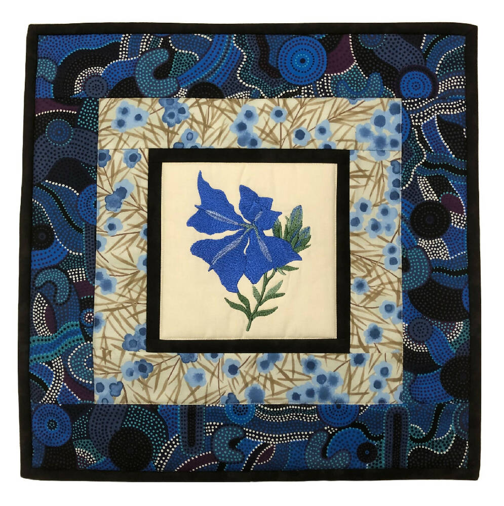 handmade Australian native quilted - BLUE LESCHENAULTIA