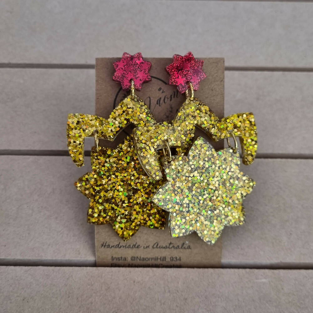 Christmas sparkle dangle resin earrings