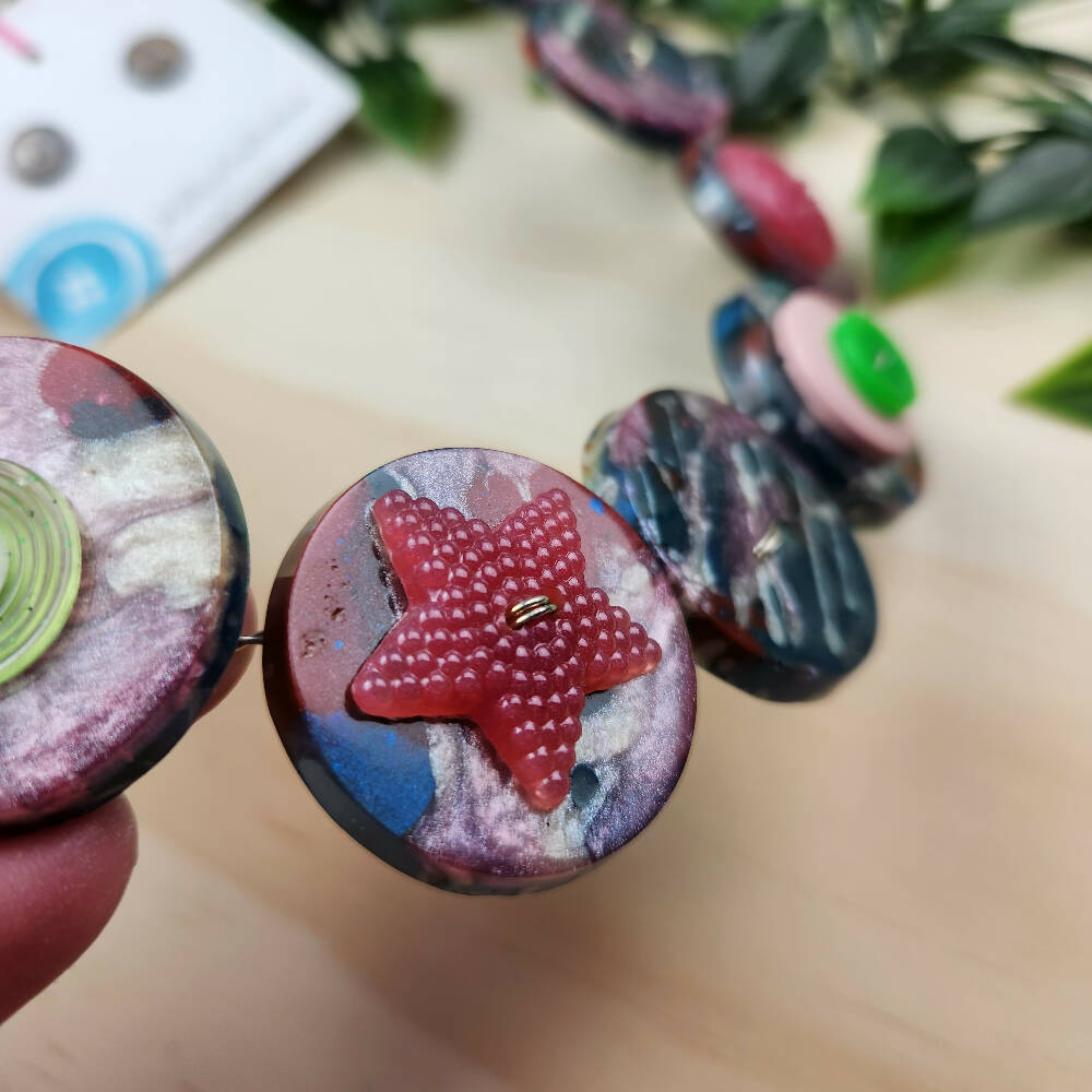 Button Necklace Resin Ocean Mermaid (7)