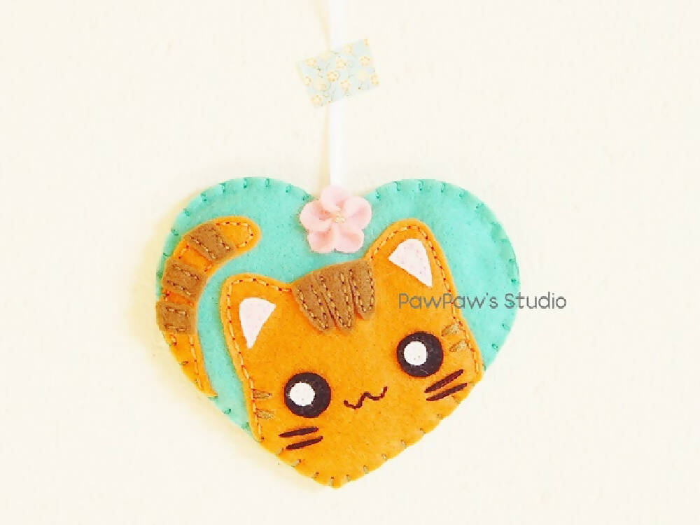 Cat Heart Ornament-Nursery Home Decor-Christmas Gift-Hanging Charm