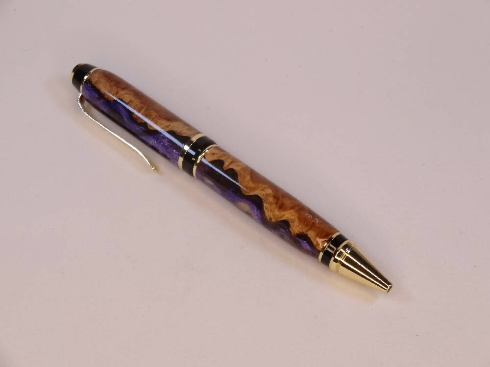 Wood_Resin Purple/White Swirl Cigar pen