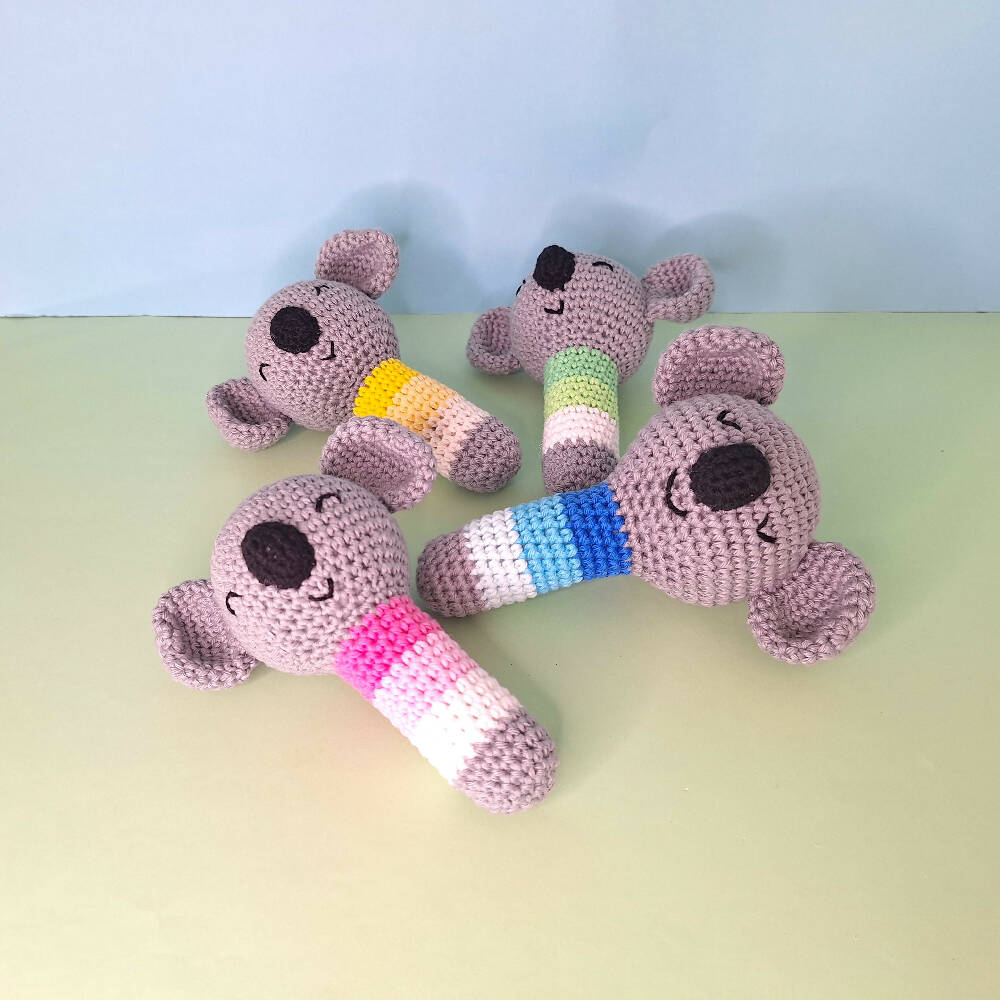 crocheted koala rattles