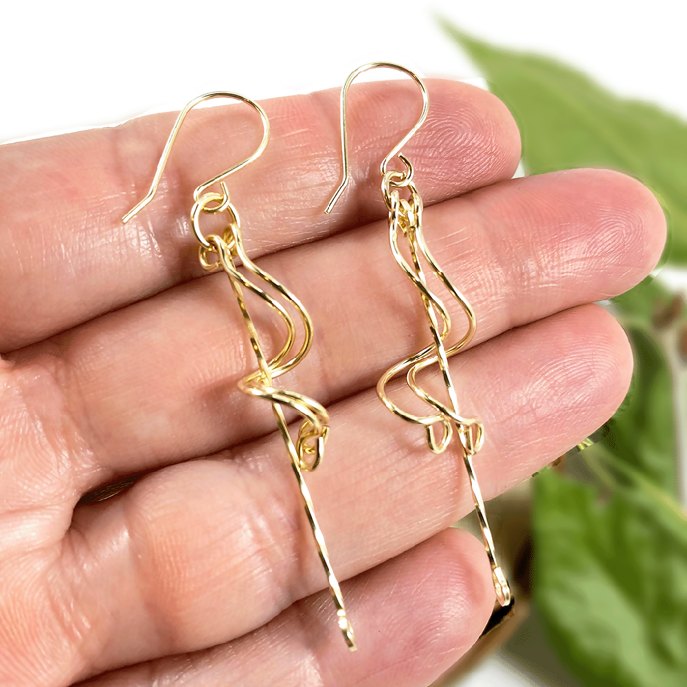 14 K Gold Filled Spiral Twist Dangle Earrings